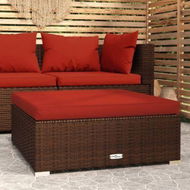 Detailed information about the product Garden Footrest With Cushion Brown 70x70x30 Cm Poly Rattan