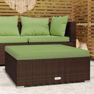 Detailed information about the product Garden Footrest With Cushion Brown 70x70x30 Cm Poly Rattan