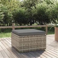 Detailed information about the product Garden Footrest with Cushion Grey 55x55x30 cm Poly Rattan