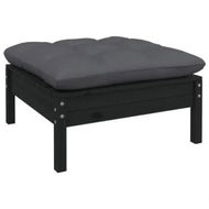 Detailed information about the product Garden Footstool with Anthracite Cushion Black Solid Pinewood