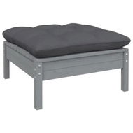 Detailed information about the product Garden Footstool with Anthracite Cushion Grey Solid Pinewood