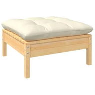 Detailed information about the product Garden Footstool with Cream Cushion Solid Pinewood