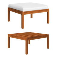 Detailed information about the product Garden Footstool With Cushion Solid Acacia Wood