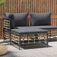 Detailed information about the product Garden Footstool With Dark Grey Cushion Poly Rattan