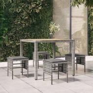 Detailed information about the product Garden Footstools With Cushions 4 Pcs Grey Poly Rattan