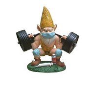 Detailed information about the product Garden Gnome Statue Weightlifting Vaccine Dwarf Ornament Resin Craft Office Desktop Decoration