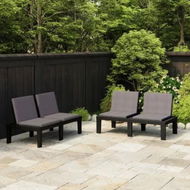 Detailed information about the product Garden Lounge Benches with Cushions 2 pcs Plastic Grey