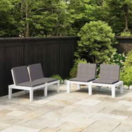 Detailed information about the product Garden Lounge Benches with Cushions 2 pcs Plastic White