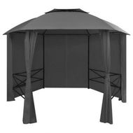 Detailed information about the product Garden Marquee Pavilion Tent With Curtains Hexagonal 360x265 Cm