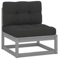 Detailed information about the product Garden Middle Sofa with Anthracite Cushions Grey Solid Pinewood