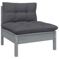 Detailed information about the product Garden Middle Sofa with Anthracite Cushions Grey Solid Pinewood