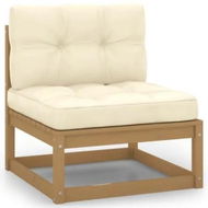 Detailed information about the product Garden Middle Sofa with Cream Cushions Solid Pinewood