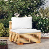 Detailed information about the product Garden Middle Sofa With Cream Cushions Solid Wood Teak