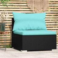 Detailed information about the product Garden Middle Sofa With Cushions Black Poly Rattan