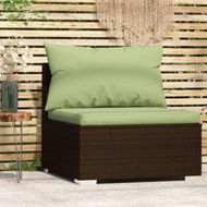 Detailed information about the product Garden Middle Sofa With Cushions Brown Poly Rattan