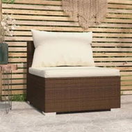 Detailed information about the product Garden Middle Sofa with Cushions Brown Poly Rattan