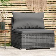 Detailed information about the product Garden Middle Sofa with Cushions Grey Poly Rattan