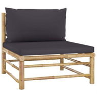 Detailed information about the product Garden Middle Sofa With Dark Grey Cushions Bamboo