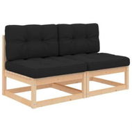 Detailed information about the product Garden Middle Sofas With Cushions 2 Pcs Solid Pinewood