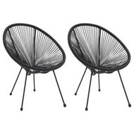 Detailed information about the product Garden Moon Chairs 2 Pcs Rattan Black