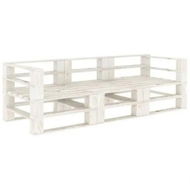 Detailed information about the product Garden Pallet Sofa White 3-Seater Wood