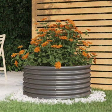 Garden Planter Powder-coated Steel 80x80x36 cm Grey