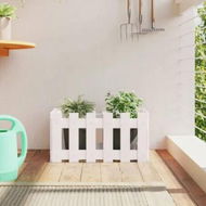 Detailed information about the product Garden Planter with Fence Design White 60x30x30 cm Solid Wood Pine