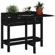 Detailed information about the product Garden Planter with Folding Tabletop Black Solid Wood Pine