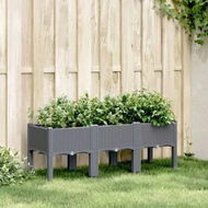 Detailed information about the product Garden Planter with Legs Grey 120x40x42 cm PP