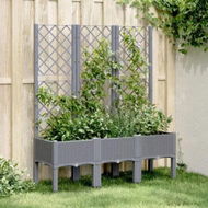 Detailed information about the product Garden Planter with Trellis Grey 120x40x142 cm PP