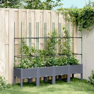 Detailed information about the product Garden Planter with Trellis Grey 160x40x142.5 cm PP