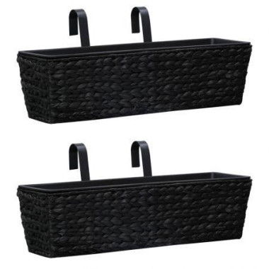 Garden Planters 2 Pcs Water Hyacinth Black