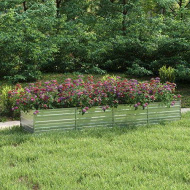 Garden Raised Bed 320x80x45 Cm Galvanized Steel Silver