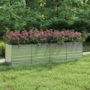 Garden Raised Bed 320x80x77 Cm Galvanized Steel Silver