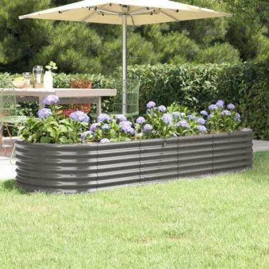 Garden Raised Bed Powder-Coated Steel 224x80x36 Cm Grey