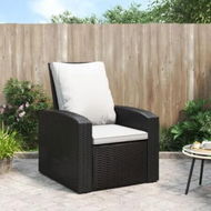 Detailed information about the product Garden Reclining Chair with Cushions Black Poly Rattan