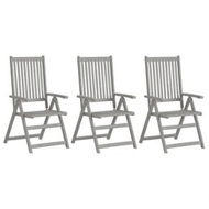 Detailed information about the product Garden Reclining Chairs 3 pcs Grey Solid Wood Acacia