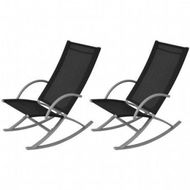 Detailed information about the product Garden Rocking Chairs 2 Pcs Steel And Textilene Black