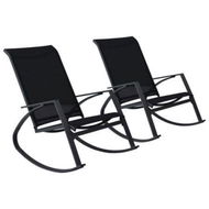 Detailed information about the product Garden Rocking Chairs 2 Pcs Textilene Black