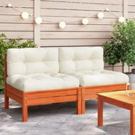 Detailed information about the product Garden Sofa Armless with Cushions 2 pcs Wax Brown Solid Wood Pine