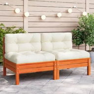 Detailed information about the product Garden Sofa Armless with Cushions Wax Brown Solid Wood Pine