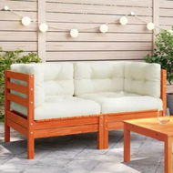 Detailed information about the product Garden Sofa Corner with Cushions 2 pcs Wax Brown Solid Wood Pine