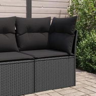 Detailed information about the product Garden Sofa Corner with Cushions Black Poly Rattan