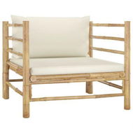 Detailed information about the product Garden Sofa With Cream White Cushions Bamboo