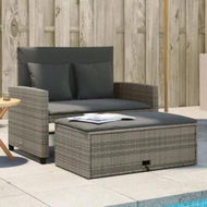 Detailed information about the product Garden Sofa with Cushions 2-Seater Grey Poly Rattan