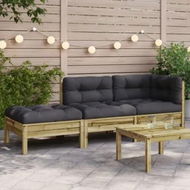 Detailed information about the product Garden Sofa with Cushions and Footstool 2-Seater