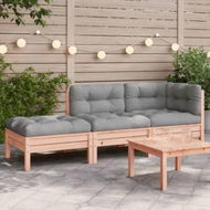 Detailed information about the product Garden Sofa with Cushions and Footstool 2-Seater