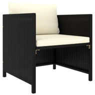 Detailed information about the product Garden Sofa with Cushions Black Poly Rattan