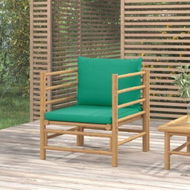 Detailed information about the product Garden Sofa With Green Cushions Bamboo