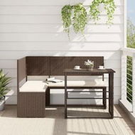 Detailed information about the product Garden Sofa with Table and Cushions L-Shaped Brown Poly Rattan